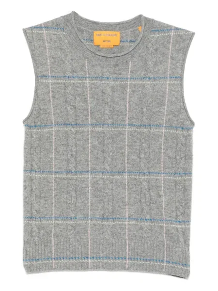 Vestă Guest In Residence în carouri tricotate gri