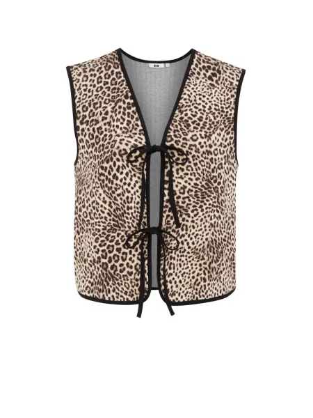 WE Fashion Brezrokavnik pesek / temno bež črna