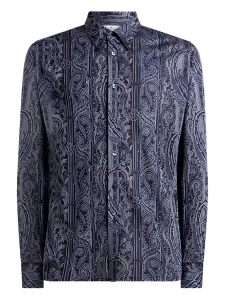 Cămașă Etro cu model paisley albastru