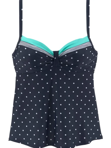 LASCANA Majica za kopanje brez rokavov Monroe mornarska / turkizna