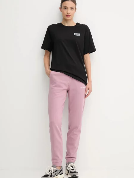 Emporio Armani spodnie dresowe gładkie różowy