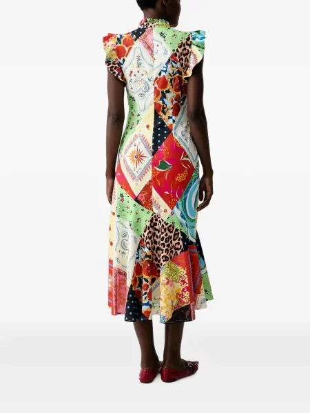 Rochie midi Never Fully Dressed cu volane galben