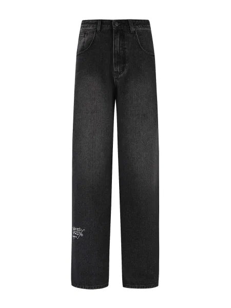 Ed Hardy Kavbojke NYC Skull sivka / rdeča / črn denim bela