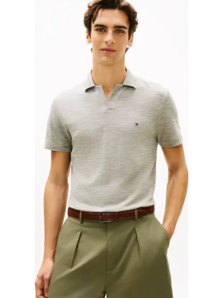 Tricou polo Tommy Hilfiger din țesătură twill verde