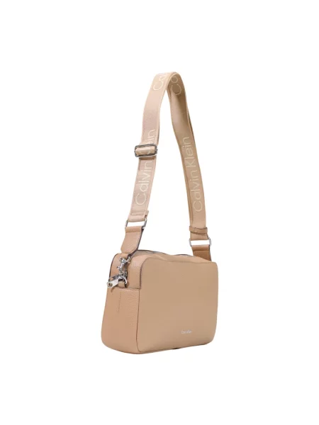 Calvin Klein Torebka Webbing 2X Strap Lg Camera Bag beżowy