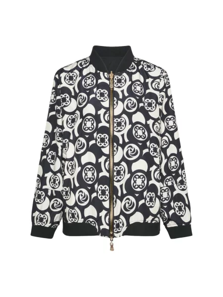 Lniany wielobarwność kurtka bomber Elena Miro'