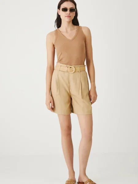 Шорти Medicine однотонна висока посадка бежевий