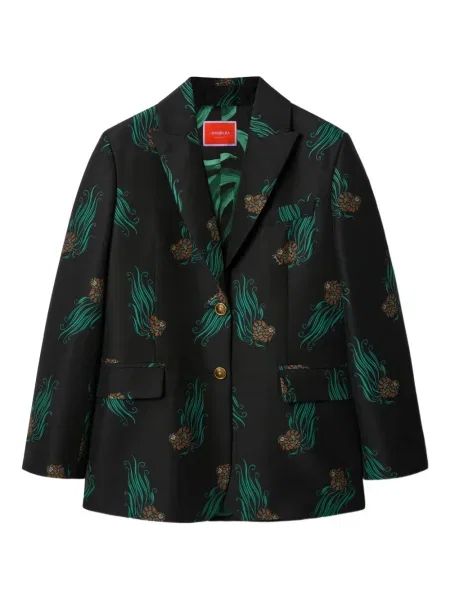 Geacă La Doublej cu model floral cu imagine negru