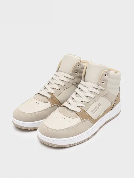 Кеди високі YUKI екошкіра бежевий