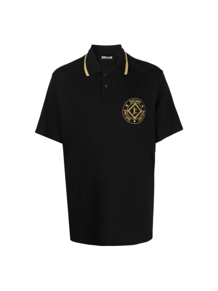 Koszulka polo Just Cavalli z krótkim rękawem czarna