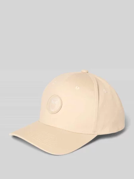 Czapka z daszkiem i detalem z logo Knowledge Cotton Apparel beżowa