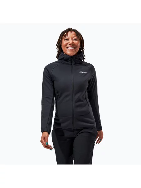 Bluza polarowa Berghaus Heuberg Hoody jet black/grey pinstripe marl czarny