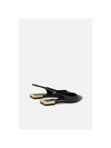 Elisabetta Franchi Buty Kobieta 39 EU Skóra Baletki Slingback z Licowej Skóry Nappa czarny