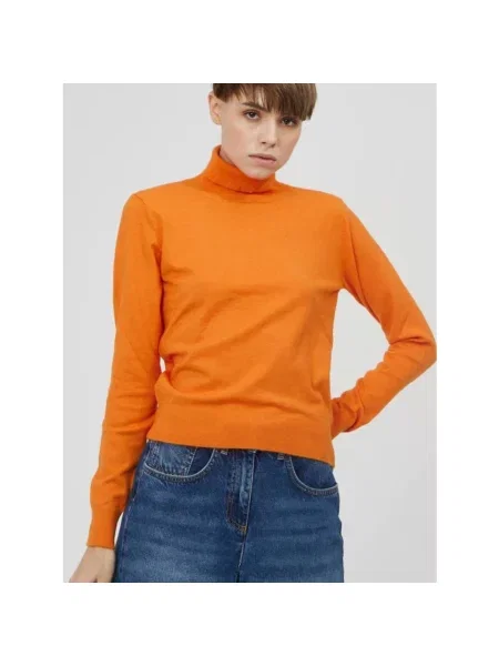 Lniany sweter z golfem Silvian Heach pomarańczowy