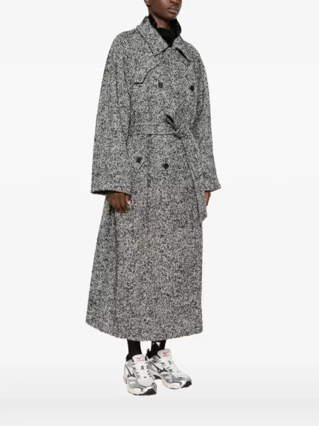 Cu centură palton Juun.j cu model herringbone negru