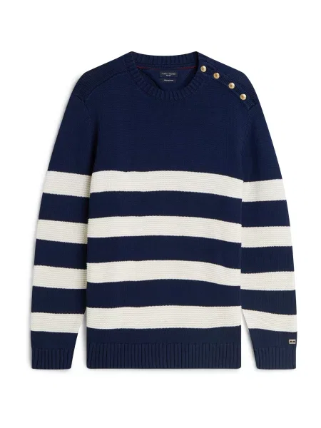 TOMMY HILFIGER Pulover bleumarin alb