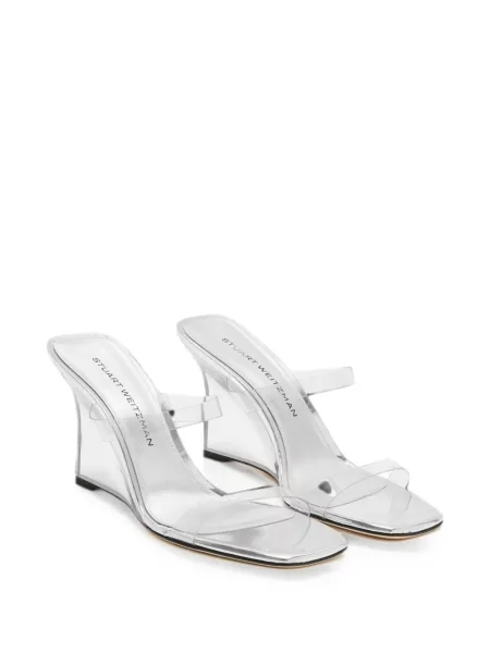 Презрамки сандали Stuart Weitzman с клин ток бяло