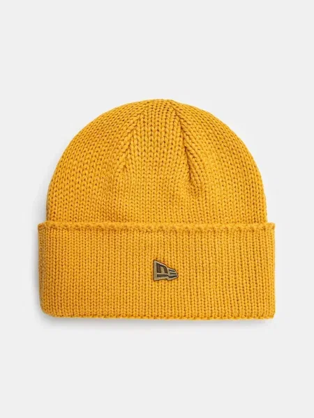 Kapa s dodatkom vune New Era WIDE CUFF BEANIE od tanke pletenine žuta