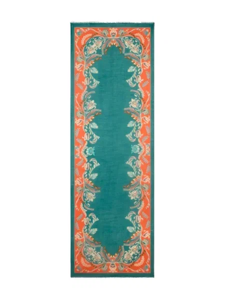 Šal Etro na rese s cvjetnim printom zelena