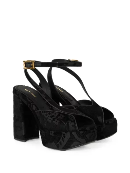 Σανδάλια Etro με πλατφόρμα paisley ζακάρ μαύρο