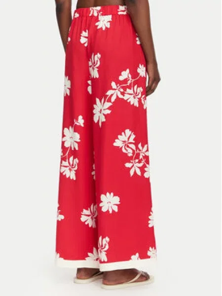 Seafolly Hlače iz tkanine Mayflower Wide Leg rdeča