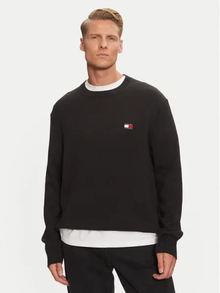 Tommy Jeans Pulover cu adaos de lână negru