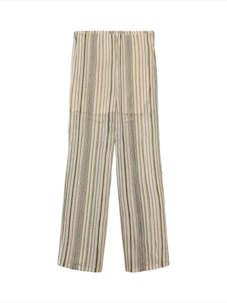 VERO MODA Pantaloni VMDEMI bej / auriu / negru alb