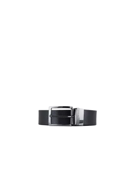 Pasek Emporio Armani skórzany dwustronny czarny