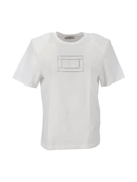 Koszulka Elisabetta Franchi casual w geometryczne wzory biała