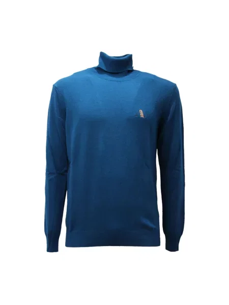 Sweter z golfem Aquascutum wełniany niebieski