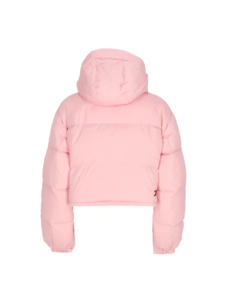 Lniana kurtka puchowa Tommy Hilfiger różowa