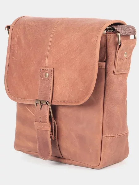 Кожаная сумка через плечо Shvigel коричневая