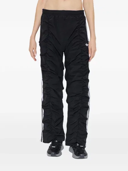 Pantaloni Adidas tricotate alergare cu dungi roșu