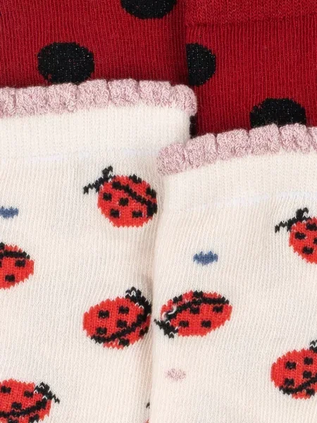 Konges Sløjd ponožky 2 PACK LADYBUG JACQUARD SOCKS červené