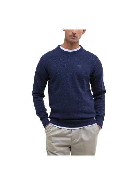 Barbour sweter wełniany granatowy ciepły niebieski