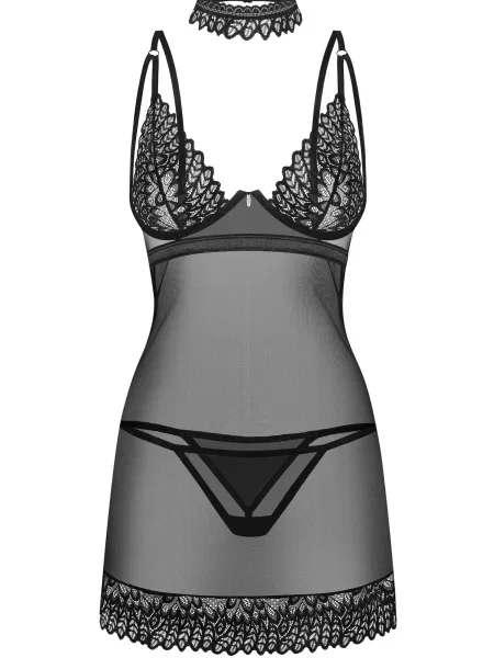 Комплект: пеньюар и трусики Комплект_Obsessive_Donarella_chemise чорний