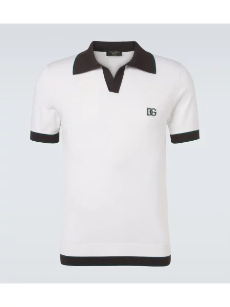 Tricou polo Dolce&gabbana de lână alb