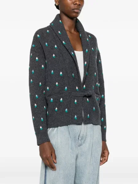 Cardigan Forte_forte cu model floral gri