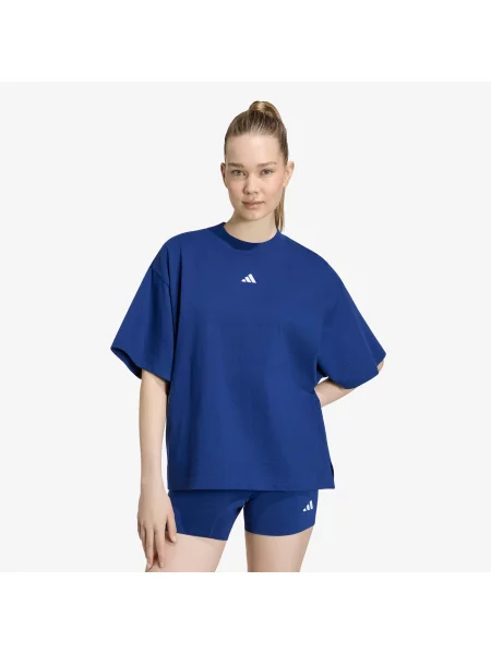 Тениска adidas 3 Stripes Studio Boyfriend Tee Dark Blue L синьо
