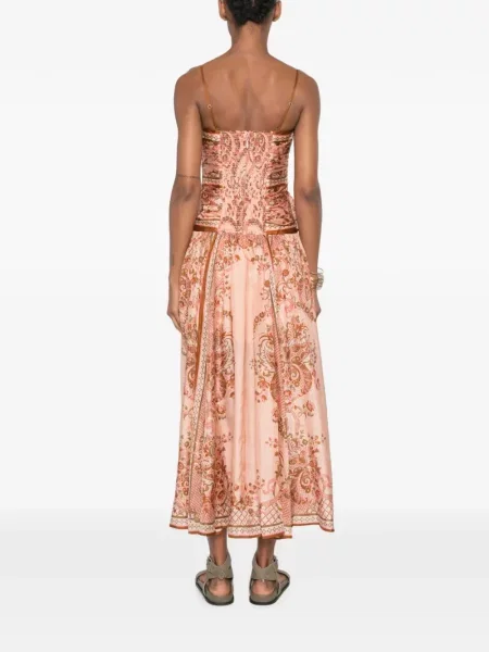 Rochie midi Zimmermann cu imagine cu model paisley roz