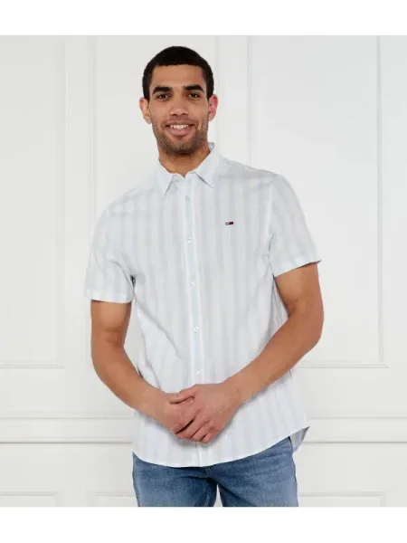 Tommy Jeans Cămașă | cu adaos de in albastru