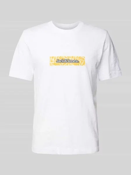 T-shirt z nadrukiem z logo model ‘SPLIT’ Jack & Jones biała