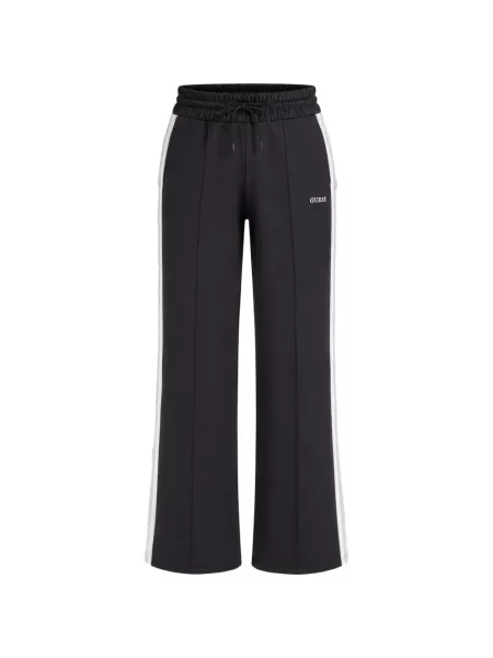 Pantaloni Guess cu dungi alergare negru