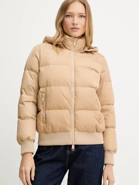 Пухено яке Armani Exchange зелено зимен модел бежово