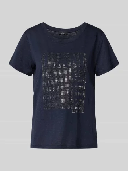 T-shirt z obszyciem ozdobnymi kamieniami i okrągłym dekoltem Monari