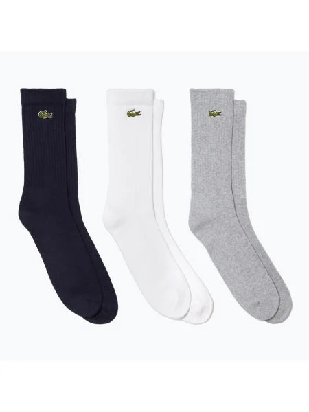 Lacoste 3 чифта сребристи чорапи с брадичка/бяло/нави синьо бяло