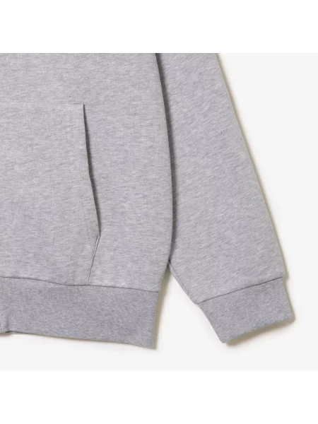 Lacoste Bluza Z Polaru Z Kieszenią Kangurkową I Zamkiem Błyskawicznym szara