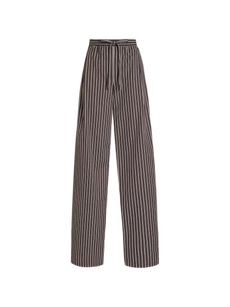 Pantaloni Dolce & Gabbana cu dungi din poplin maro