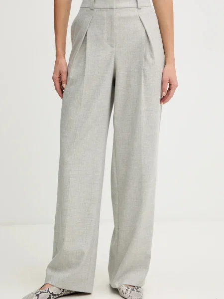 BOSS Orange pantaloni cu lână drept high waist gri