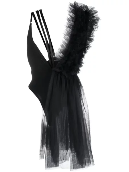 Bluzka Alchemy z dekoltem w serek z falbankami czarna